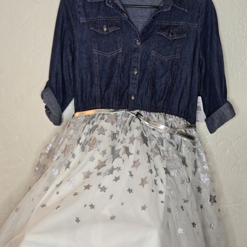 (Girls) Lilt Denim and Starry Tulle Dress